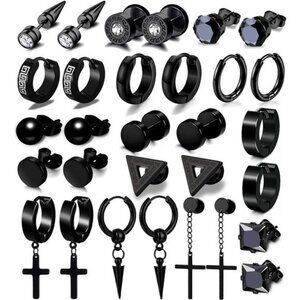 15 Pairs Earrings for Men, Stainless Steel Earrings Stud Kit for Men